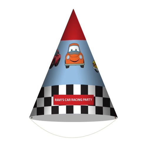 Personalized Cars Theme Birthday Hat | Add a Name | Match with Other Decor